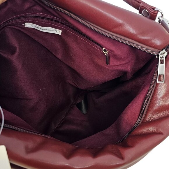 Anthropologie Oversize Pillow Clutch Shoulder Bag, Wine, Faux Leather, NWT - Picture 8 of 9